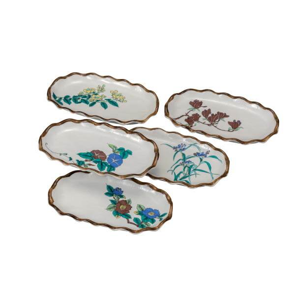 「送料無料」 皿揃 草花絵変り 7号 ( 退職祝い 定年 和食器セット お皿 揃える 食器 和食 九谷焼 結婚 出産 内祝い 引き出物 )の通販は 8,030円