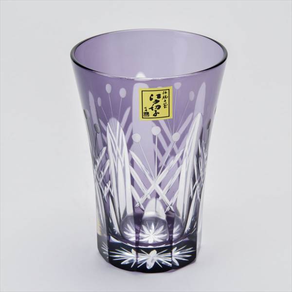 江戸切子 映見玉矢来 タンブラー　紫 江戸切子 ( 田島硝子 ビールグラス ビアグラス 保温 保冷 人気 江戸切子 結婚 出産 )の通販は 8,250円