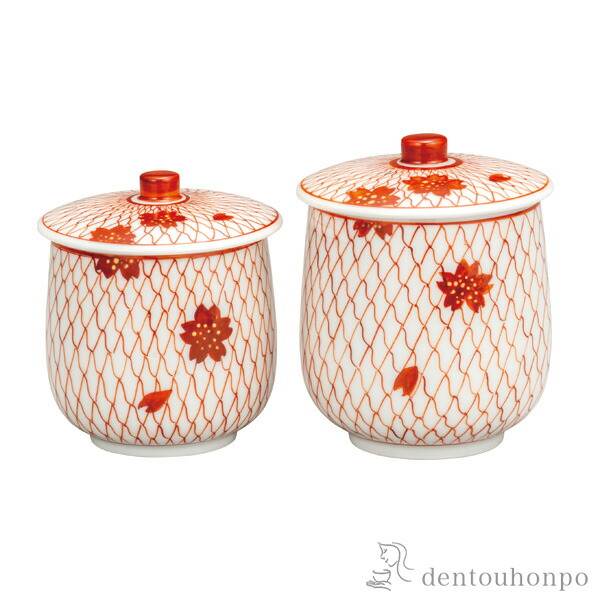 「送料無料」 蓋付組湯呑 赤網桜 ( 木箱名入れ有料 退職祝い プレゼント 男性 女性 父 母 定年 湯呑み 湯のみ セット 湯飲み )の通販は 18,216円
