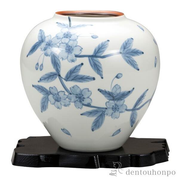 花瓶 桜ちらし 6号 台付 ( 初任給 プレゼント 父の日 早割 ガラス フラワーベース 花器 一輪挿し おすすめ 九谷焼 周年 創立 上場 竣工 )
