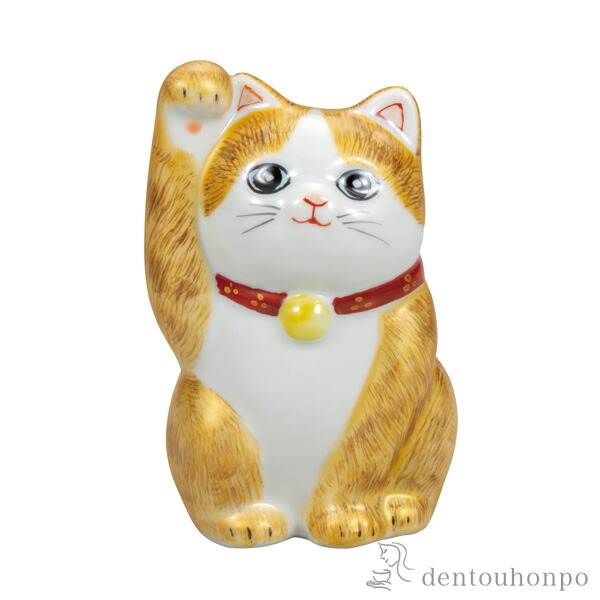 「送料無料」 招き猫 金彩毛描 3号 ( 木札名入れ有料 初任給 プレゼント 母の日 置物 幸運 開運 まねきねこ 風水 九谷焼 結婚 出産 )