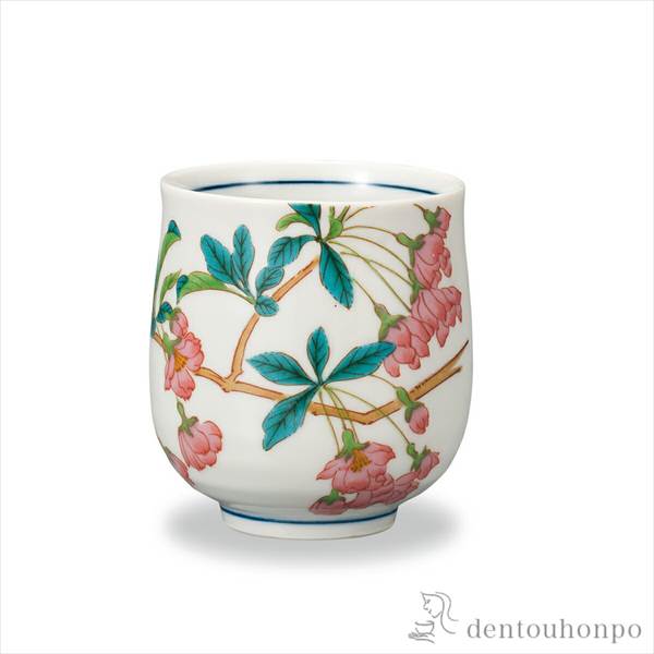 湯呑 12か月の花 花海棠(4月) ( 湯のみ ゆのみ 湯飲み カップ プレゼント 九谷焼 結婚 出産 内祝い 引き出物 金婚式 )