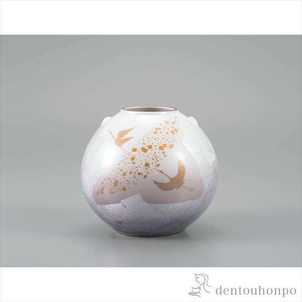 「送料無料」 花瓶 銀彩金鶴 6号 ( 退職祝い 定年 ガラス フラワーベース 花器 一輪挿し おすすめ 九谷焼 周年 創立 上場 竣工 )の通販は 15,400円