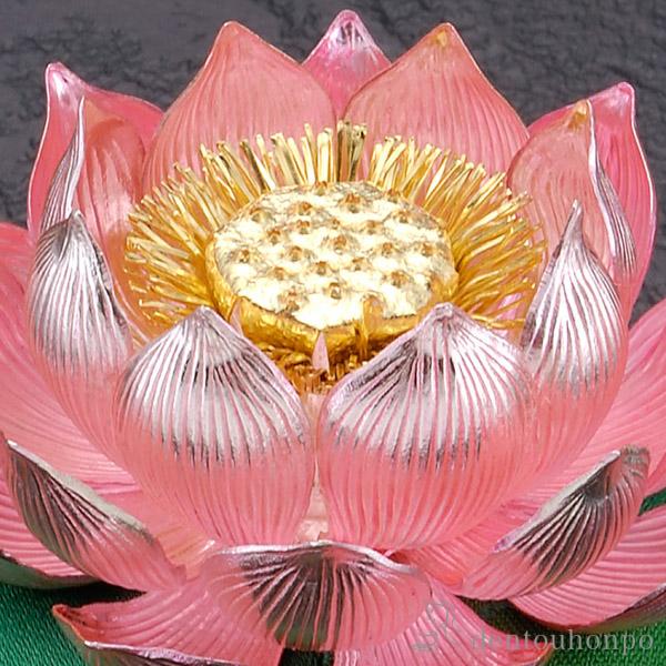 「送料無料」 純銀 蓮飾り ピンク 1.7号・17g ( 高級 コレクション 美術品 工芸品 伝統 東京銀器（銀工芸） 周年 創立 上場 竣工 )_1