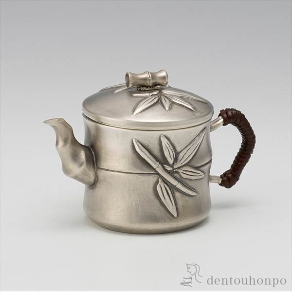 送料無料」 純銀 急須 竹 古美 150g ( 高級 コレクション 美術品 工芸