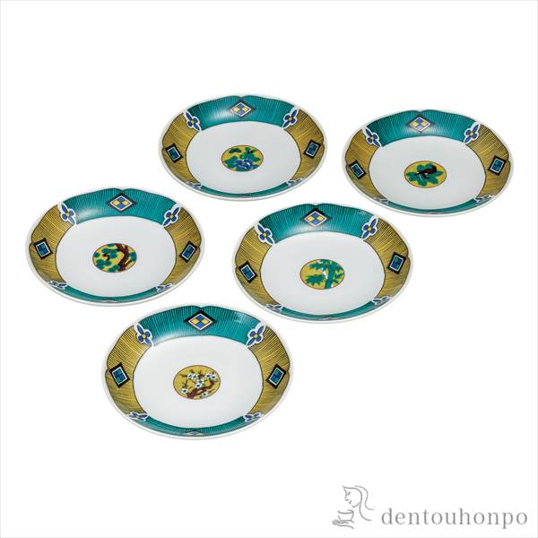 「送料無料」 皿揃 丸紋 5.5号 ( 退職祝い 定年 プレート 醤油皿 豆皿 和食 洋食 九谷焼 結婚 出産 内祝い 引き出物 )