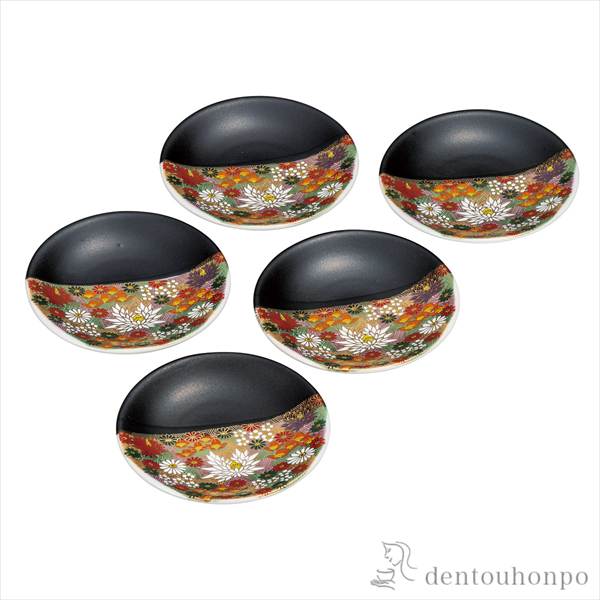 「送料無料」 皿揃 金花詰 4号 ( 退職祝い 定年 プレート 醤油皿 豆皿 和食 洋食 九谷焼 結婚 出産 内祝い 引き出物 )