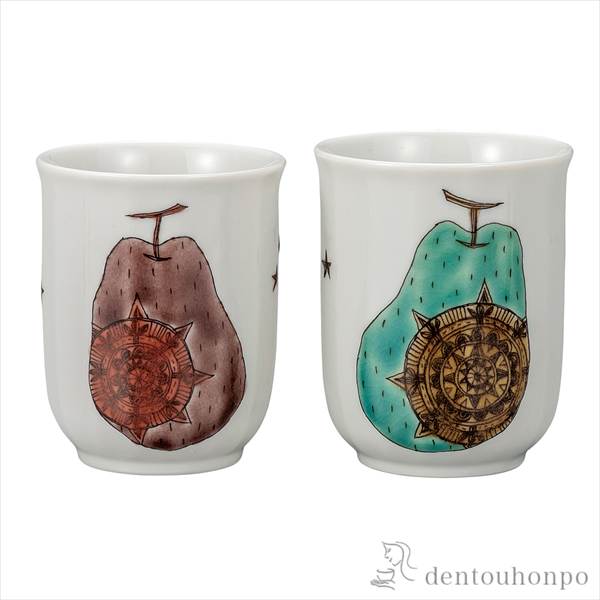 組湯呑 ラ・フランス ( 湯呑み 湯のみ セット 湯飲み おすすめ 九谷焼 結婚 出産 内祝い 引き出物 金婚式 誕生日プレゼント 還暦祝い )