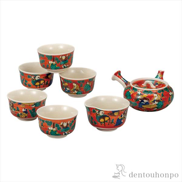 「送料無料」 煎茶器セット 木米 ( 初任給 プレゼント 父の日 早割 茶器セット 急須 湯呑み 日本茶 中国茶 九谷焼 結婚 出産 )