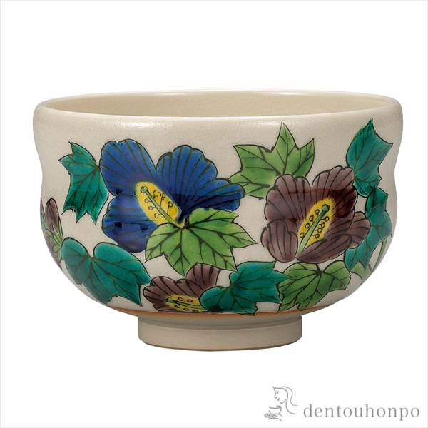 「送料無料」 抹茶碗 色絵芙蓉 ( 退職祝い 定年 抹茶碗 茶道具 茶器 お稽古用 抹茶 九谷焼 結婚 出産 内祝い 引き出物 )