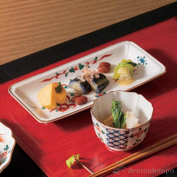 長皿 呉須赤絵 8号 ( 初任給 プレゼント 母の日 プレート おつまみ 料理 和食 洋食 九谷焼 結婚 出産 内祝い 引き出物 )_1
