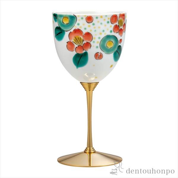 「送料無料」 ワインカップ 花ちらし ( 退職祝い 定年 ワインカップ 酒器 日本酒 冷酒 人気 九谷焼 結婚 出産 内祝い 引き出物 )