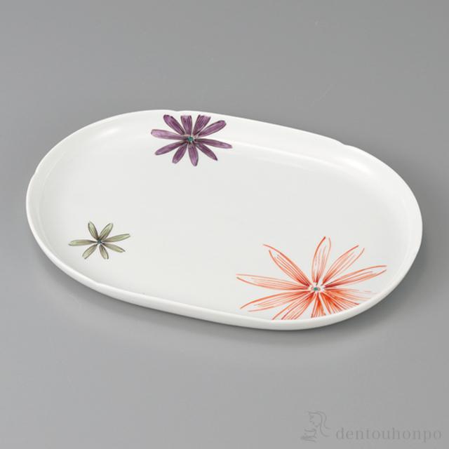 「送料無料」 盛皿 色絵花文 8.5号 ( 初任給 プレゼント 父の日 早割 盛皿 プレート テーブルウェア 食器 パーティー 九谷焼 結婚 出産 )