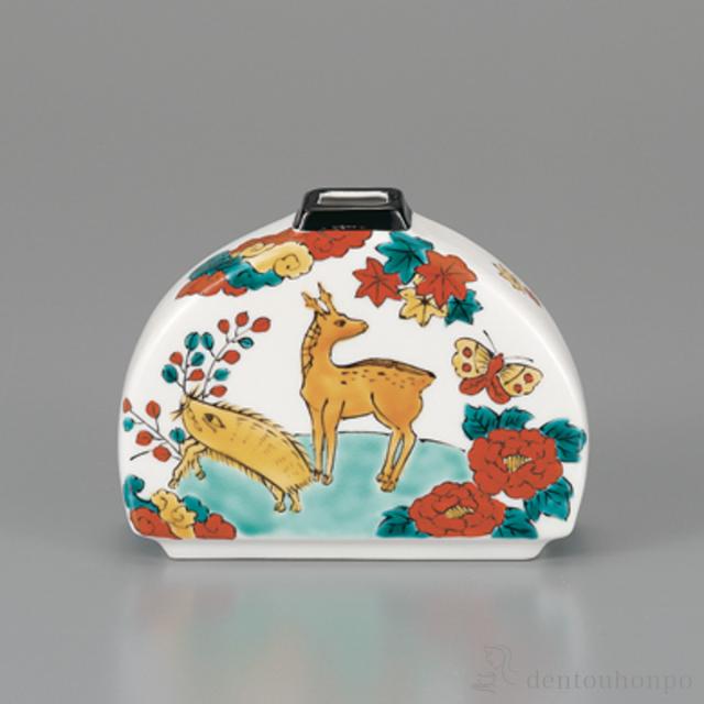 「送料無料」 一輪生 猪鹿蝶 5号 ( 花瓶 おしゃれ 花器 フラワーベース おすすめ 九谷焼 結婚 出産 内祝い 引き出物 )