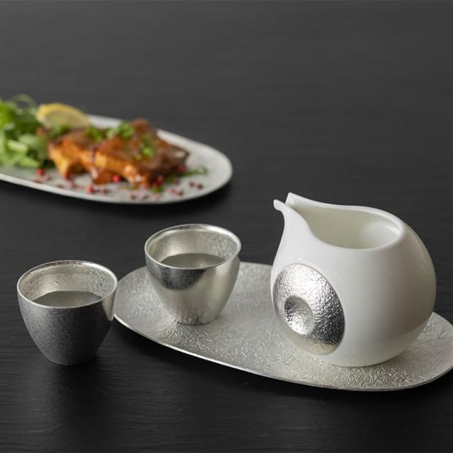 「送料無料」 ちょい呑セット ぐい呑 氷割 片口1個・ぐい呑2個・小長皿1個 ( 能作 退職祝い 定年 ぐいのみ 盃 酒器 猪口 )