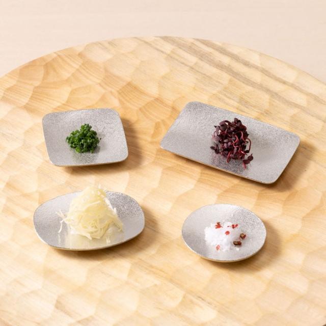 「送料無料」 まいにち 豆皿セット 小 角長皿1個・角皿1個・丸皿1個・丸長皿1個 ( 能作 母の日 早割 プレゼント 初任給 プレート )