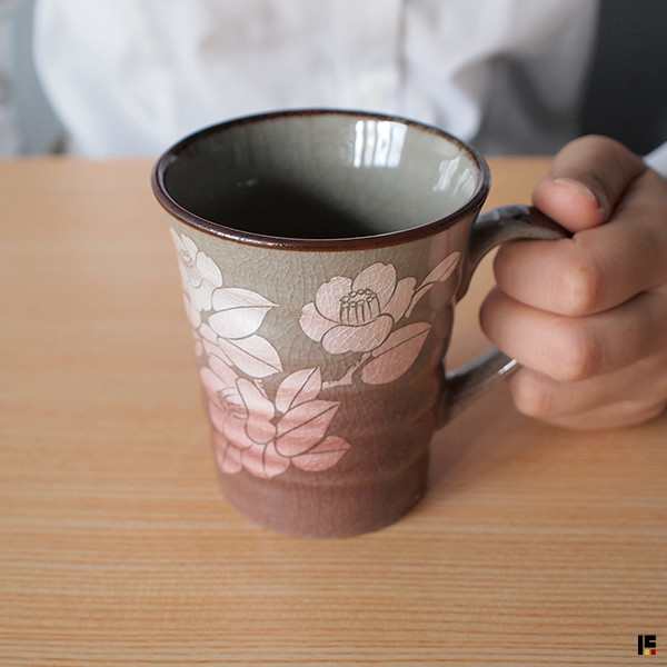 九谷焼 マグカップ 銀彩山茶花 ペア ( 木箱名入れ有料 マグ マグカップ