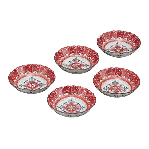 「送料無料」 九谷焼 小鉢揃 飯田屋 3.8号 5個セット ( 退職祝い 定年 和食 食器 おつまみ 朝食 料理 九谷焼 結婚 出産 内祝い )の通販は