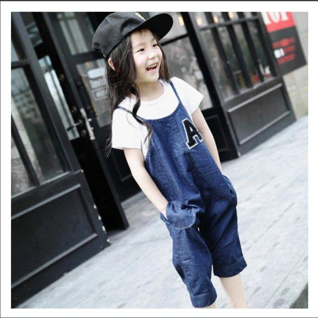 デニムサロペット 子供服 女の子 キッズ オーバーオール オールインワン ゆる可愛い 9分丈 90 100 110 1 130 140の通販はau Pay マーケット ｓｕｎｆｌｏｗｅｒｋｉｄｓ
