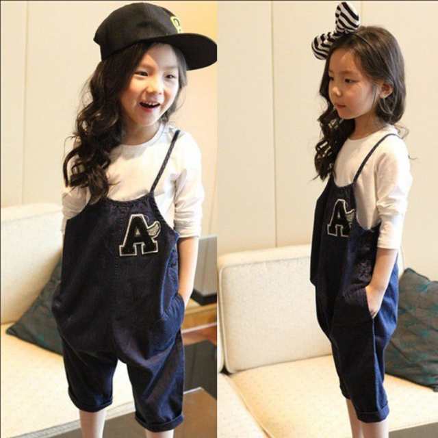 デニムサロペット 子供服 女の子 キッズ オーバーオール オールインワン ゆる可愛い 9分丈 90 100 110 120 130 140の通販はau Pay マーケット ｓｕｎｆｌｏｗｅｒｋｉｄｓ