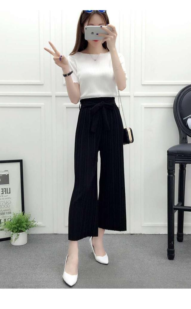 シフォン ガウチョパンツ プリーツ ワイドパンツ リボン レディース ボトムス 春服 夏服 春夏 韓国 ファッション オルチャン 韓国 ファッの通販はau Pay マーケット Aeka Clothet