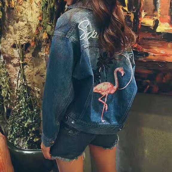 春服 秋服 刺繍デニム ジージャン デニムジャケット きれいめ服 レディース アウター 韓国 ファッション ゆったりデニム フラミンゴ柄 フの通販はau Pay マーケット Aeka Clothet