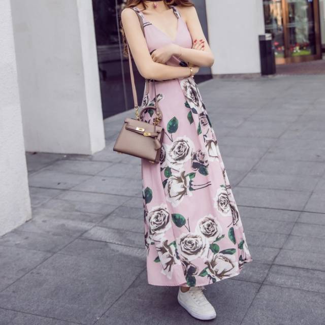 花柄 パイナップル ロングワンピース バックストラップ フレアスカート 夏服 レディース リゾートファッション ハワイアン 韓国 ファッシの通販はau Pay マーケット Aeka Clothet