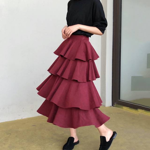 ハイウエスト ティアードスカート ロング丈 レトロスカート 秋服 冬服 春服 レディース デート服 韓国 ファッションの通販はau Pay マーケット Aeka Clothet