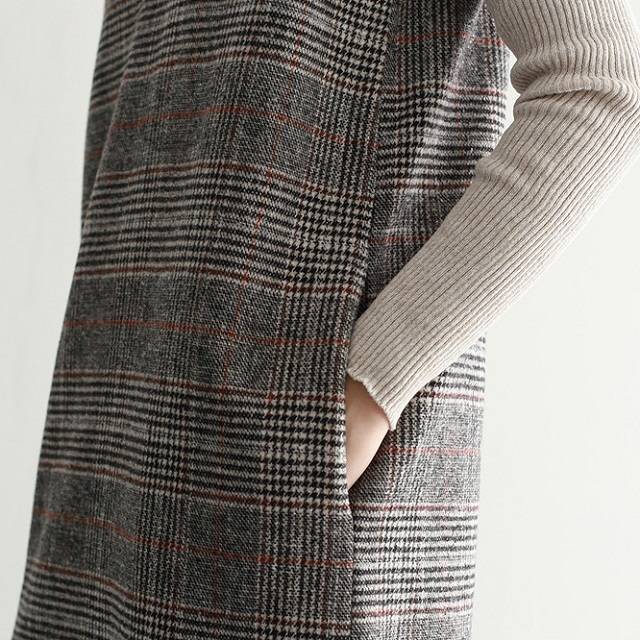 グレンチェック ジャンパースカート スリットスカート Vネック 膝丈 ワンピース サロペットスカート レディース 春服 秋服 冬服 韓国 フの通販はau Pay マーケット Aeka Clothet