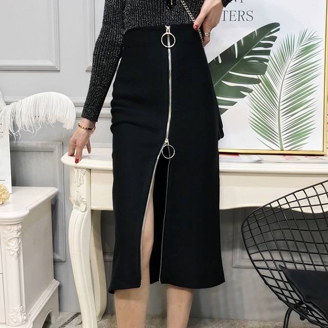 フロントジップ タイトスカート ニット ロング丈 ミモレ丈 秋服 冬服 通勤 レディースの通販はau Pay マーケット Aeka Clothet