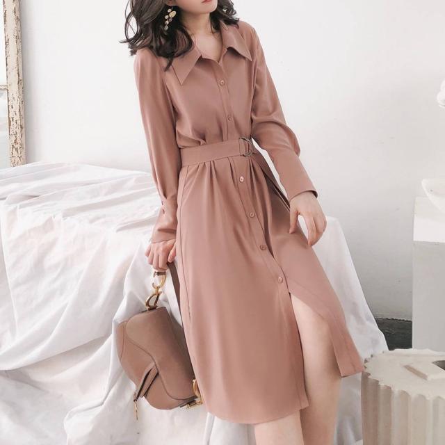 シャツワンピース Aライン ミディ丈 スカート 長袖 春服 秋服 通勤 レディース ワンピースの通販はau Pay マーケット Aeka Clothet