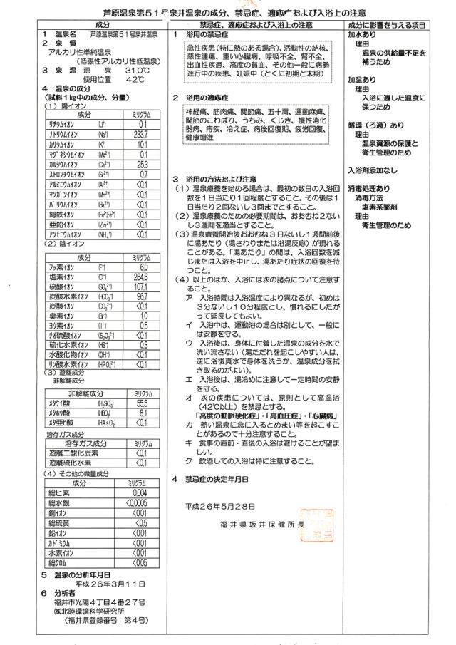 【温泉宅配】【北陸・福井 あわら温泉 グランディア芳泉 】泉質と効用:アルカリ性単純温泉。適応症は、自律神経不安定症、不眠症、うつ状態ほか_3