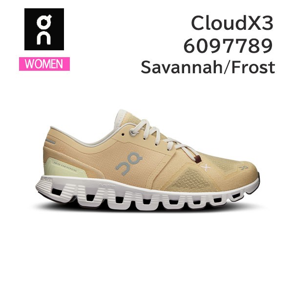 ON オン シューズ ランニング レディース CloudX3 6097789 カラーSavannah/Frost クラウド X 3  スニーカー  正規品の通販は