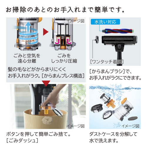 日立 PVYA51 スティッククリーナー ヤマダオリジナルモデル ホワイトの