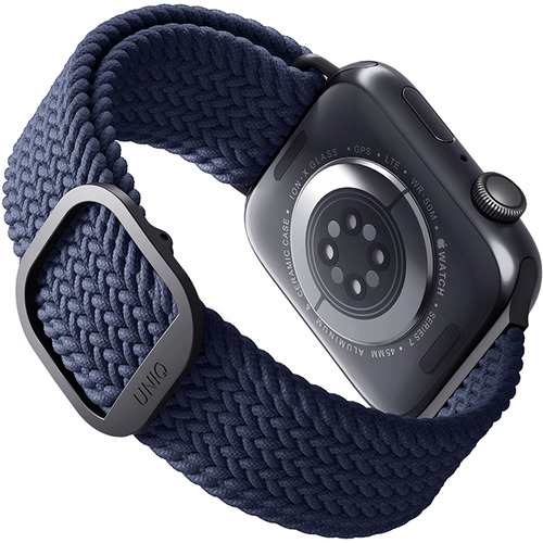 KENZAN UNIQ-44MM-ASPOBLU Apple Watch 42／44／45MM用編み込みバンド 