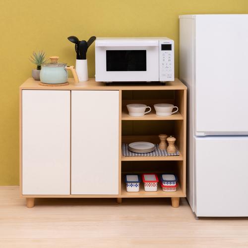 ヤマダオリジナル サイドボード 幅100cm ナチュラル／ホワイト の通販は 12,373円