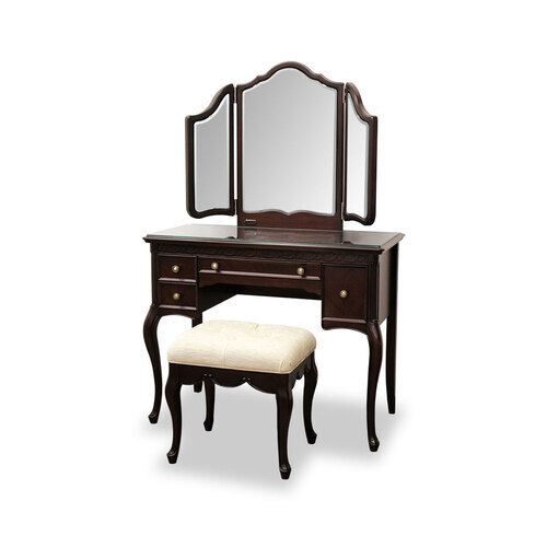 大塚家具 ドレッサー 「フルール」スツール付 DM(ダークブラウン)色 の通販は