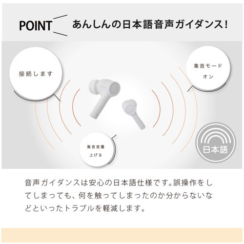 クロスブレイン KE-SH1SWH ワイヤレスイヤホン機能付き 集音器 きこエール White KESH1SWHの通販は