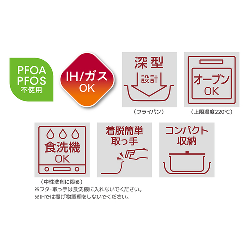 THERMOS サーモス取っ手のとれるフライパン８点セットDA KSD8ADR ディープレッド_2