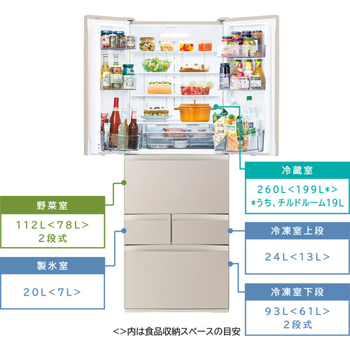 無料長期保証】東芝 GR-V510FH(EC) 6ドア冷蔵庫 (509L・フレンチドア 