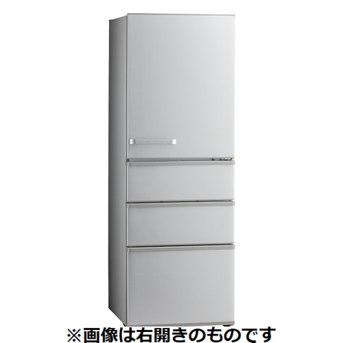 シルバー 4ドア冷蔵庫 フロントハンドル付き アクア 冷蔵庫 355L 左開き 4ドア 幅60cm 真ん中冷凍室 グリップ