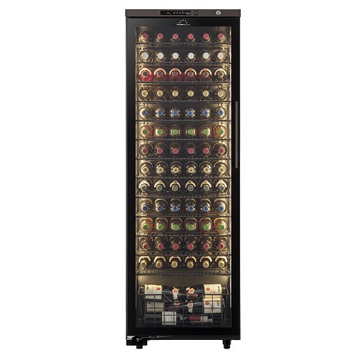 フォルスタージャパン ST-309GL(WK) ロングフレッシュ 日本製 90本収納 左開き 傾斜ラック 新冷媒 25年モデル  ウッドブラック