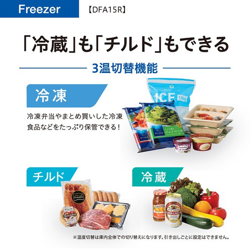 AQUA AQF-DFA15R(W) ファン式冷凍庫 2ドア 引き出しタイプ 145L サテンホワイト_3