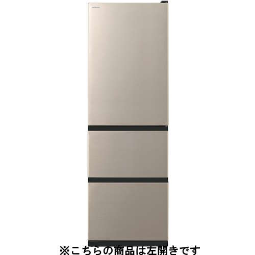 日立 冷蔵庫 375L 左開き 3ドア 幅60cm 真ん中野菜室うるおいチルド R-V38X ゴールド系