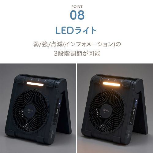 APIX APF-565L(GY) ソーラーパワーファン 強化バンパー搭載 防水仕様 モバイルバッテリーにもなる ブラック_11
