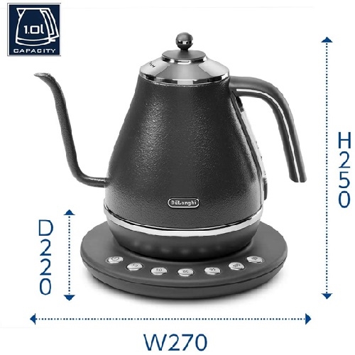 デロンギ KBOE1230JGY 温度調節電気ケトル アイコナ 1000ml グレーの
