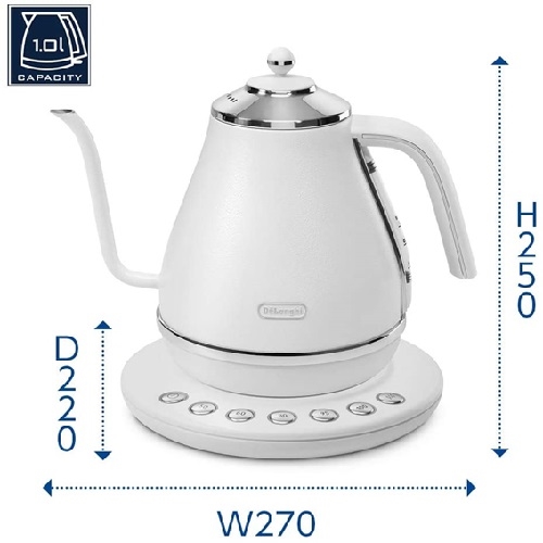 デロンギ KBOE1230JW 温度調節電気ケトル アイコナ　1000ｍｌ 白 デロンギ KBOE1230JW 温度調節電気ケトル アイコナ 1000ml 白の通販