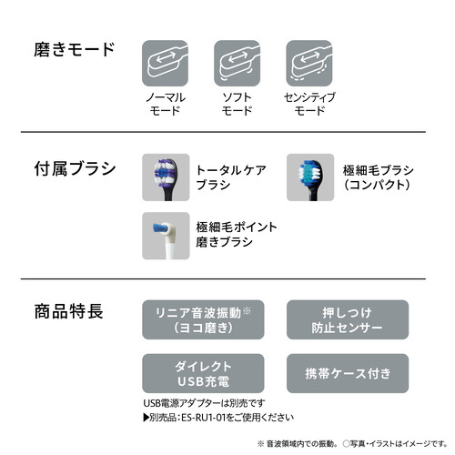 パナソニック EW-DA48-A 音波振動ハブラシ ドルツ リニア音波振動 ポイント磨きブラシ付属 ディープネイビー_10
