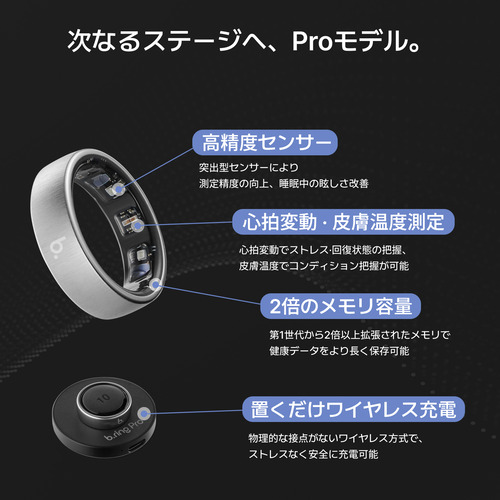 b.ring BP125TNBK1 Pro モデル スマートリング チタン AI 健康管理 睡眠管理 サイズ 12 b.ring G2 PRO Bluetooth対応 ブラック_6