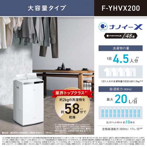 パナソニック F-YHVX200-W ハイブリッド方式 衣類乾燥除湿機